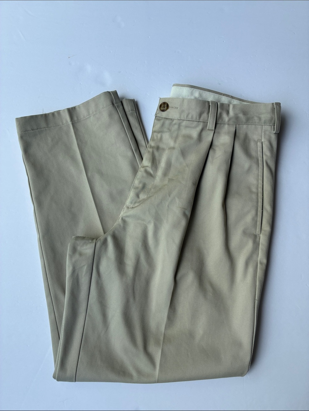 L.L. Bean Men's Pleated Chino Pants - Khaki